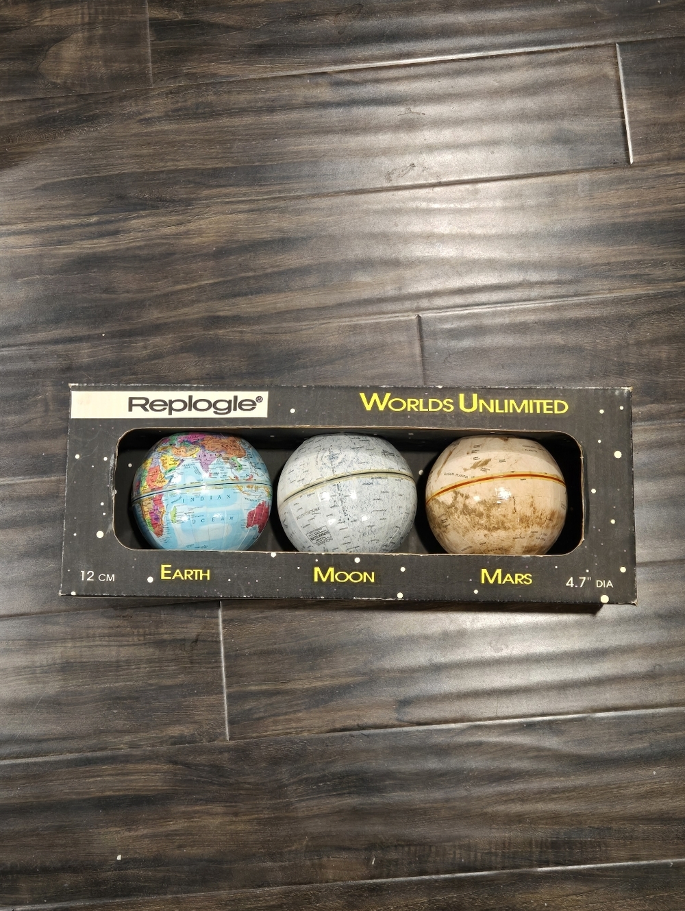 Vintage 1991 Replogle "Worlds Unlimited" 3-Globe Set - Earth, Moon, Mars - Origi